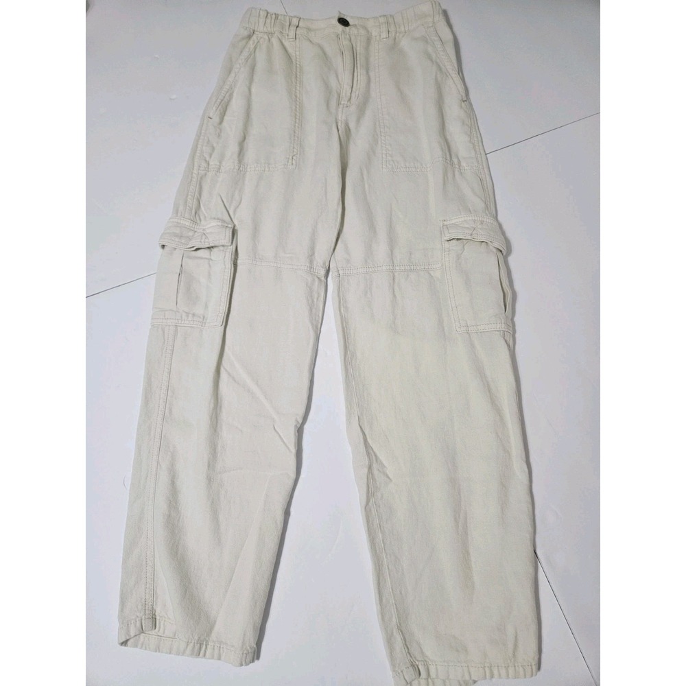 Pilcro Beach Cargo Linen Pants From Anthropologie Cream/Ivory Womens Size XSmall